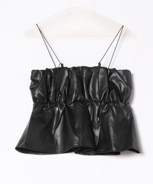 Lull（ルル）の「【Lull / ルル】合皮ギャザーデザインキャミソール（タンクトップ・レディース・ブラック/シルバー・ONESIZE）」の13枚目の写真