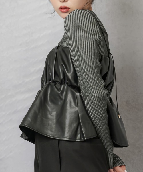 Lull（ルル）の「【Lull / ルル】合皮ギャザーデザインキャミソール（タンクトップ・レディース・ブラック/シルバー・ONESIZE）」の8枚目の写真