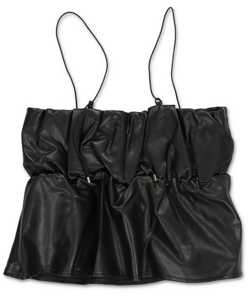 Lull（ルル）の「【Lull / ルル】合皮ギャザーデザインキャミソール（タンクトップ・レディース・ブラック/シルバー・ONESIZE）」の16枚目の写真