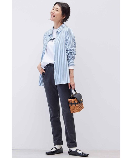 Live in comfort（リブインコンフォート）の「リブ　イン　コンフォート　着心地らくちんな　伸びるシャツ（シャツ/ブラウス・レディース・ブルー系その他/オフホワイト/ブルー・LL/L/M/3L/S/4L）」の4枚目の写真