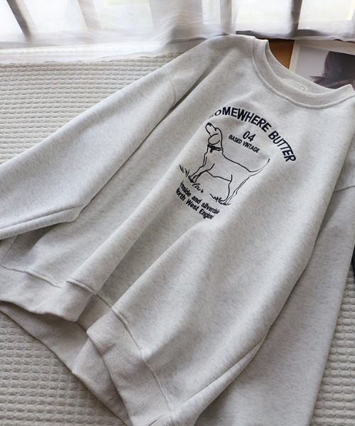 LAC-VERT(ラック・ヴェール)の「ドッグ刺繍スウェット(スウェット・レディース・ネイビー/グレー/アイボリー・FREE)」の6枚目の写真
