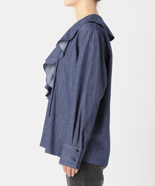 【現行品♡タグ付き未使用】ジャーナルスタンダードレリューム　デニムフリルブラウス 追加9》デニムフリルブラウス（シャツ/ブラウス）｜JOURNAL STANDARD