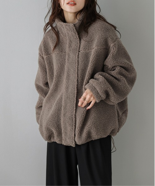 La-gemme（ラジェム）の「スタンドネック ボアジャケット（ダウンジャケット/コート・レディース・ブラック/ベージュ/モカ/チャコール・フリー）」の4枚目の写真