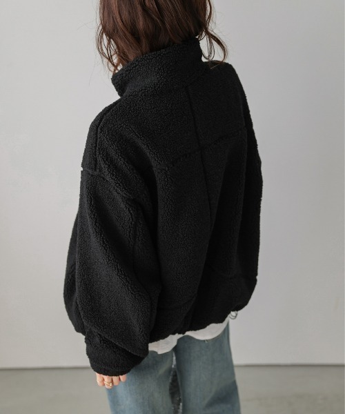 La-gemme（ラジェム）の「スタンドネック ボアジャケット（ダウンジャケット/コート・レディース・ブラック/ベージュ/モカ/チャコール・フリー）」の7枚目の写真