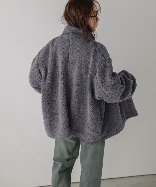 La-gemme（ラジェム）の「スタンドネック ボアジャケット（ダウンジャケット/コート・レディース・ブラック/ベージュ/モカ/チャコール・フリー）」の11枚目の写真