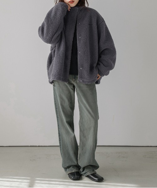 セール】スタンドネック ボアジャケット（ダウンジャケット/コート