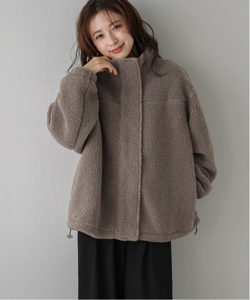 La-gemme（ラジェム）の「スタンドネック ボアジャケット（ダウンジャケット/コート・レディース・ブラック/ベージュ/モカ/チャコール・フリー）」の16枚目の写真