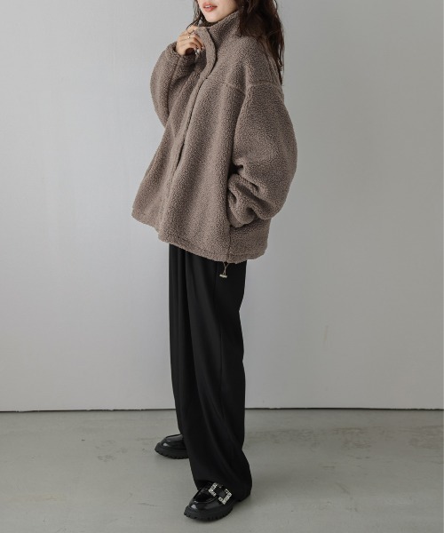 La-gemme（ラジェム）の「スタンドネック ボアジャケット（ダウンジャケット/コート・レディース・ブラック/ベージュ/モカ/チャコール・フリー）」の18枚目の写真