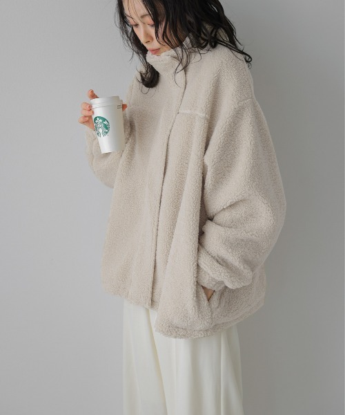 La-gemme（ラジェム）の「スタンドネック ボアジャケット（ダウンジャケット/コート・レディース・ブラック/ベージュ/モカ/チャコール・フリー）」の20枚目の写真