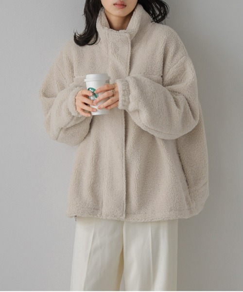 La-gemme（ラジェム）の「スタンドネック ボアジャケット（ダウンジャケット/コート・レディース・ブラック/ベージュ/モカ/チャコール・フリー）」の21枚目の写真