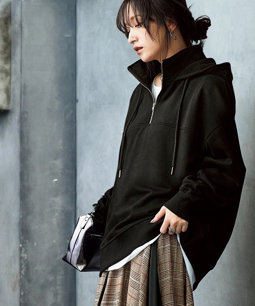 裏起毛】ゆったりサイズハーフジッププルオーバー ［Soiunique
