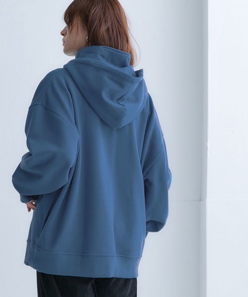 セール】【裏起毛】ゆったりサイズハーフジッププルオーバー