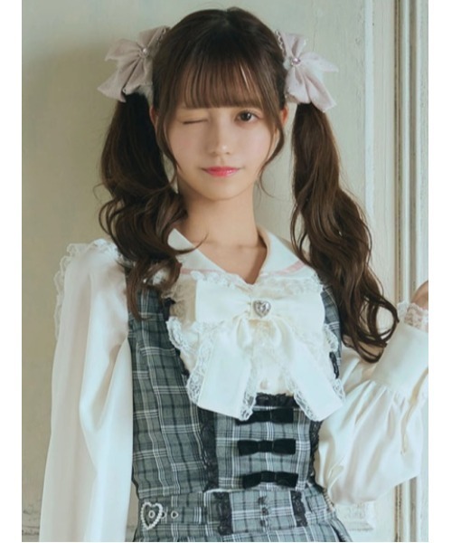 Ank Rouge(アンクルージュ)の「3つリボンベスト(シャツ/ブラウス・レディース・グレー/A/ブラック・M)」の3枚目の写真