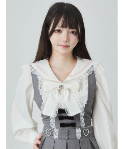 Ank Rouge(アンクルージュ)の「3つリボンベスト(シャツ/ブラウス・レディース・グレー/A/ブラック・M)」の15枚目の写真