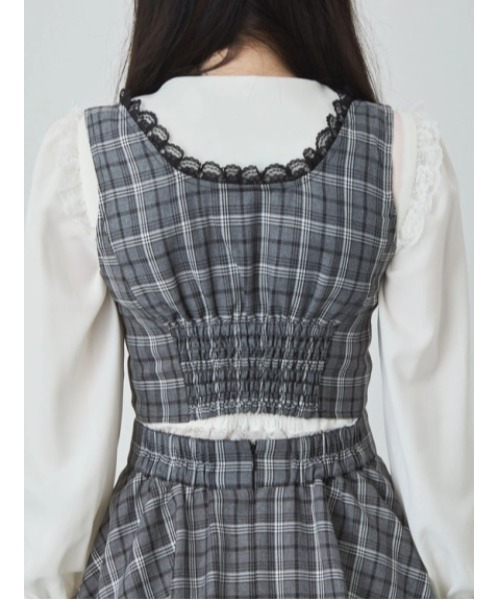 Ank Rouge(アンクルージュ)の「3つリボンベスト(シャツ/ブラウス・レディース・グレー/A/ブラック・M)」の6枚目の写真