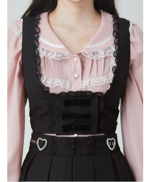 Ank Rouge(アンクルージュ)の「3つリボンベスト(シャツ/ブラウス・レディース・グレー/A/ブラック・M)」の9枚目の写真