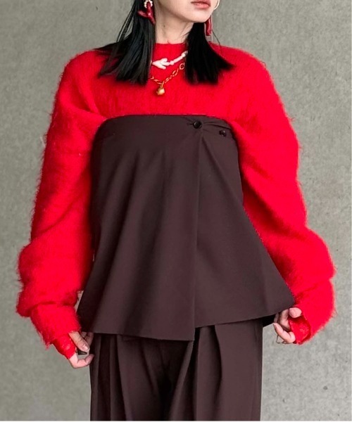 1chaku.（イッチャク）の「マルチウェイラップスカート/ビスチェ【セットアップ可能】（スカート・レディース・ブラック/チャコールグレー/ダークブラウン/ブラウン/ネイビー×ホワイト/グレー/グレー×ホワイト・マルチサイズ）」の5枚目の写真