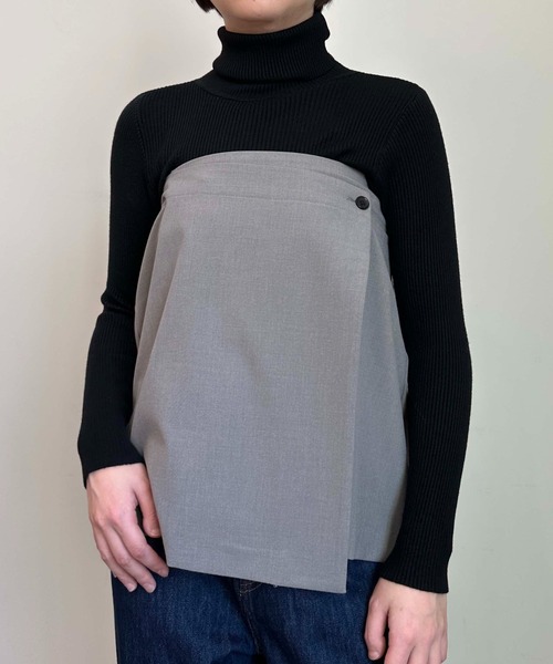 1chaku.（イッチャク）の「マルチウェイラップスカート/ビスチェ【セットアップ可能】（スカート・レディース・ブラック/チャコールグレー/ダークブラウン/ブラウン/ネイビー×ホワイト/グレー/グレー×ホワイト・マルチサイズ）」の3枚目の写真