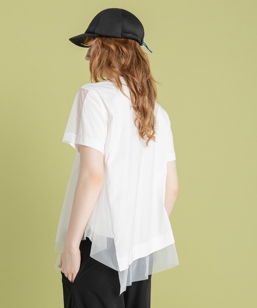 AULA AILA（アウラアイラ）の「アシンメトリーシアーパーツＴシャツ（Tシャツ/カットソー・レディース・ブラック/ホワイト/グリーン・0）」の5枚目の写真