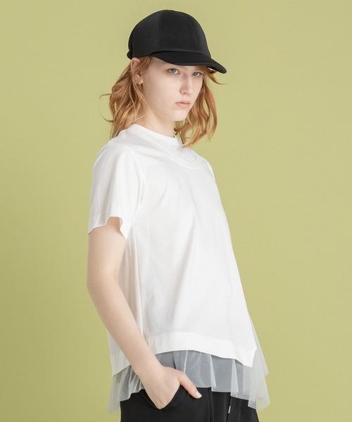 AULA AILA（アウラアイラ）の「アシンメトリーシアーパーツＴシャツ（Tシャツ/カットソー・レディース・ブラック/ホワイト/グリーン・0）」の7枚目の写真