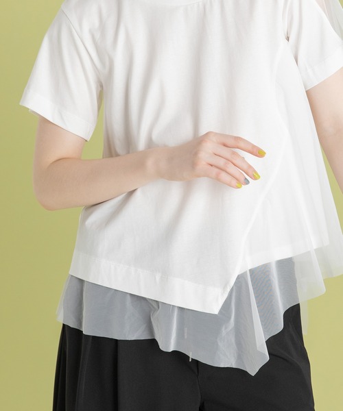 AULA AILA（アウラアイラ）の「アシンメトリーシアーパーツＴシャツ（Tシャツ/カットソー・レディース・ブラック/ホワイト/グリーン・0）」の10枚目の写真