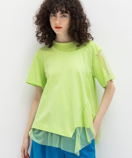 AULA AILA（アウラアイラ）の「アシンメトリーシアーパーツＴシャツ（Tシャツ/カットソー・レディース・ブラック/ホワイト/グリーン・0）」の21枚目の写真