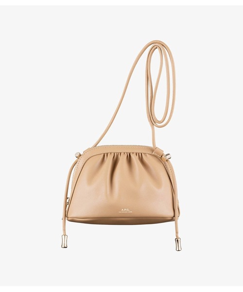 A.P.C. ベージュ レザー ショルダーバッグ A.P.C.｜スムースレザーフラップショルダーバッグ“MINI GENEVE