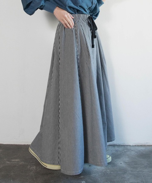 G1085 綿麻デニムのプルオンロングスカート（デニムスカート）｜URCH