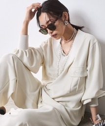 CHIC STYLE | リブ衿Vネックブラウス ＜大きいサイズ有＞シックスタイル(シャツ/ブラウス)