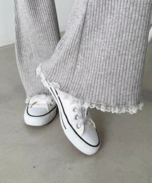 裾レースリブパンツ