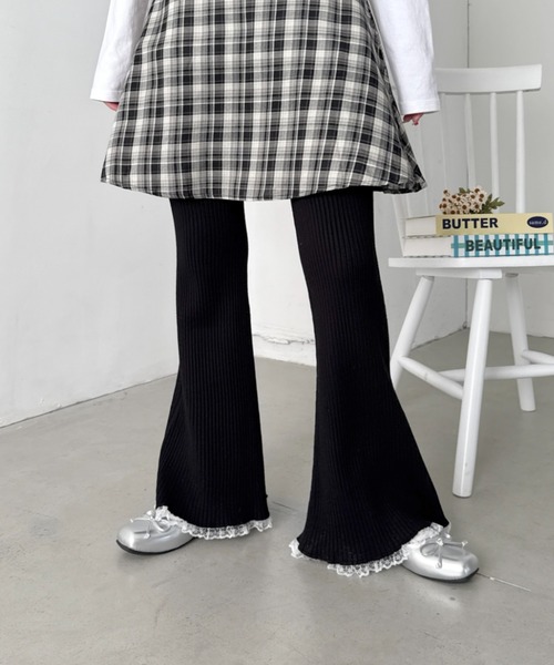SOLLON.（ソルロン）の「裾レースリブパンツ（その他パンツ・レディース・ブラック/ホワイト/グレー/ブラウン/アイボリー・FREE）」の9枚目の写真