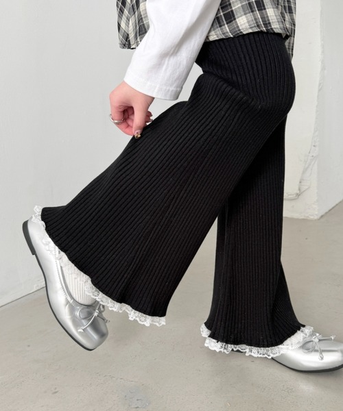 SOLLON.（ソルロン）の「裾レースリブパンツ（その他パンツ・レディース・ブラック/ホワイト/グレー/ブラウン/アイボリー・FREE）」の7枚目の写真