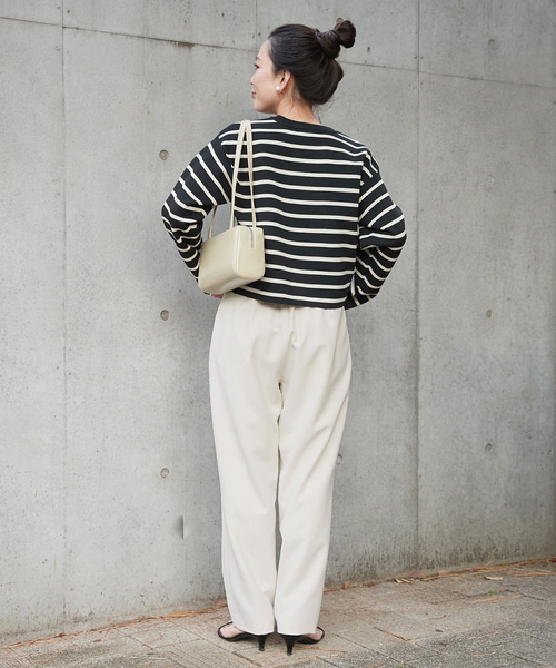 B.C STOCK(ベーセーストック)の「タックテーパードパンツ(スラックス・レディース・ブラック/ホワイト・SMALL/MEDIUM)」の18枚目の写真