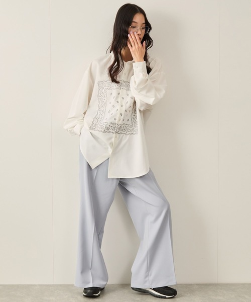 JUNRED(ジュンレッド)の「【セットアップ対応】リファインドクロスワイドフレアパンツ(その他パンツ・メンズ・ブラック/ブルー系その他4/チャコールグレー・S/M/L)」の4枚目の写真