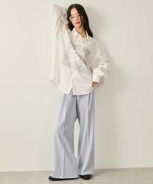 JUNRED(ジュンレッド)の「【セットアップ対応】リファインドクロスワイドフレアパンツ(その他パンツ・メンズ・ブラック/ブルー系その他4/チャコールグレー・S/M/L)」の5枚目の写真