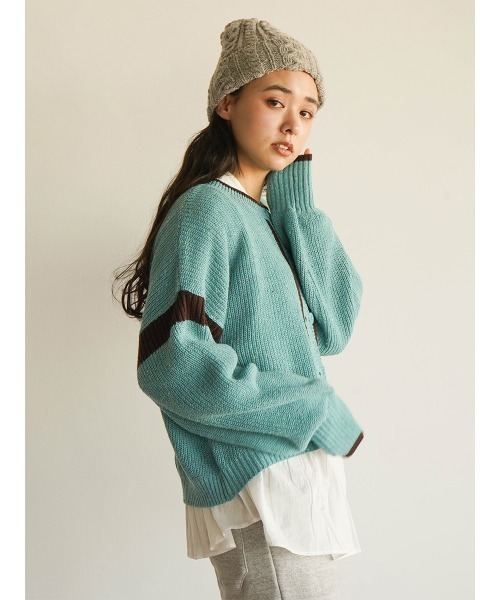 FIKA.(フィーカ)の「Mix knit cardigan(カーディガン/ボレロ・レディース・ライトブルー/グリーン・MEDIUM)」の9枚目の写真