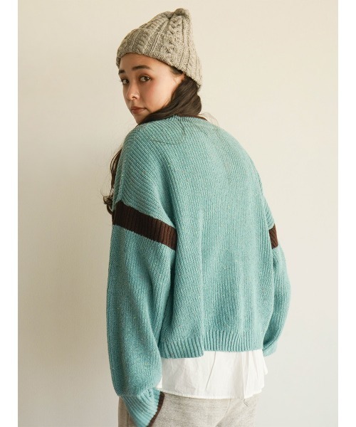 FIKA.(フィーカ)の「Mix knit cardigan(カーディガン/ボレロ・レディース・ライトブルー/グリーン・MEDIUM)」の8枚目の写真