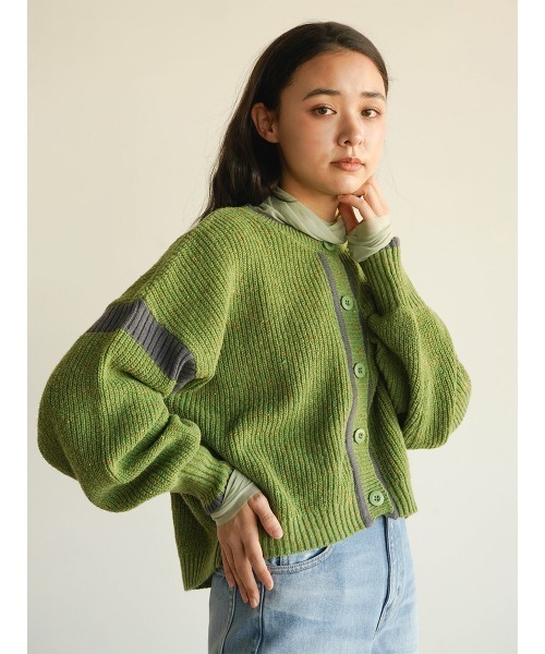 FIKA.(フィーカ)の「Mix knit cardigan(カーディガン/ボレロ・レディース・ライトブルー/グリーン・MEDIUM)」の3枚目の写真