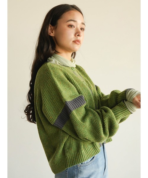 FIKA.(フィーカ)の「Mix knit cardigan(カーディガン/ボレロ・レディース・ライトブルー/グリーン・MEDIUM)」の13枚目の写真