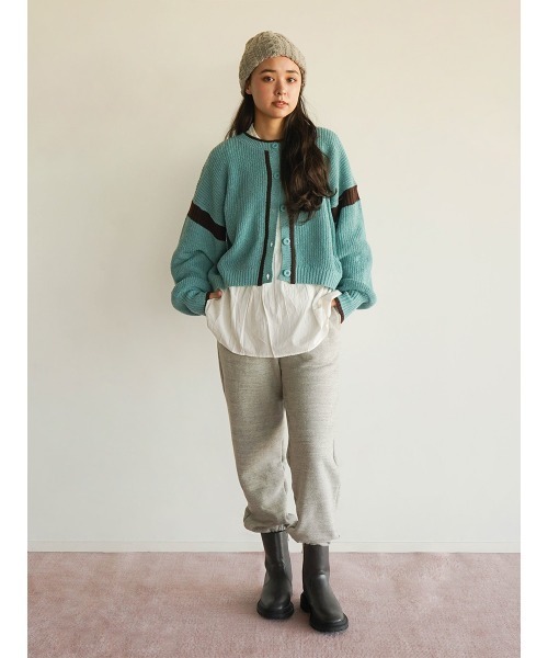 FIKA.(フィーカ)の「Mix knit cardigan(カーディガン/ボレロ・レディース・ライトブルー/グリーン・MEDIUM)」の7枚目の写真