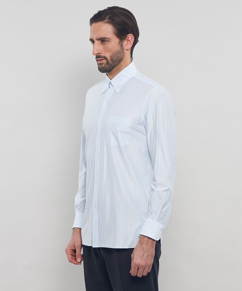 MACKINTOSH LONDON(マッキントッシュ ロンドン)の「【FLEX JERSEY】鹿の子バーズアイストライプジャージーシャツ(シャツ/ブラウス・メンズ・ブルー系その他4/グリーン系その他3/パープル系その他2・M/S/L/XL)」の8枚目の写真