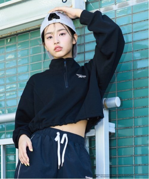 セール】【Reebok】クロップドハーフジップ（スウェット）｜LOVETOXIC