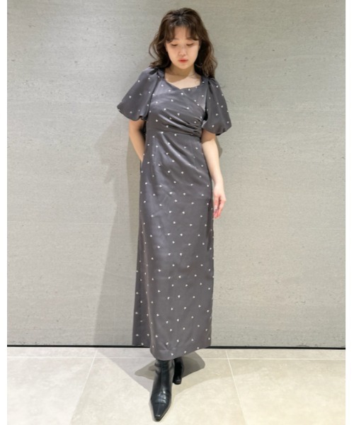 【美品】ハートエンブロイダリーワンピース　FRAY I.D フレイアイディー ハートエンブロイダリーワンピース(マキシ・ロングワンピース