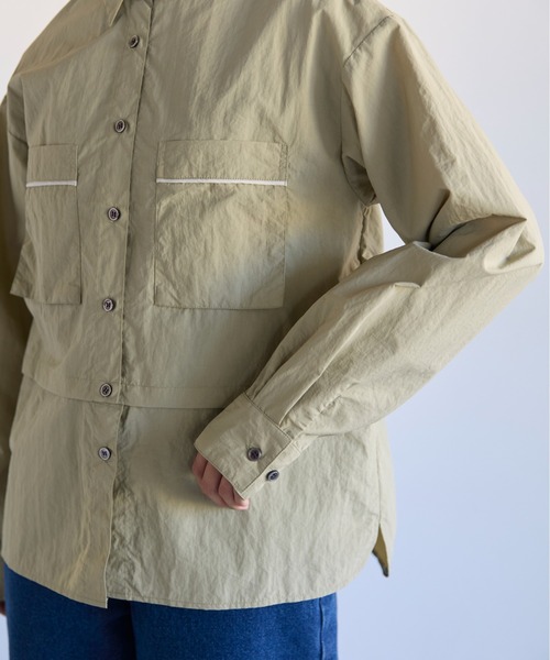 SOTT(ソット)の「2way Utility Shirt 2wayユーティリティシャツ(シャツ/ブラウス・レディース・オフホワイト/グリーン・FREE)」の8枚目の写真
