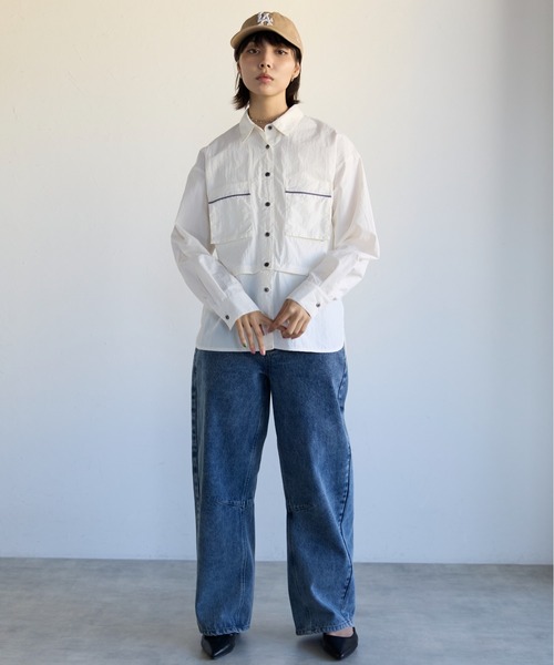 SOTT(ソット)の「2way Utility Shirt 2wayユーティリティシャツ(シャツ/ブラウス・レディース・オフホワイト/グリーン・FREE)」の13枚目の写真