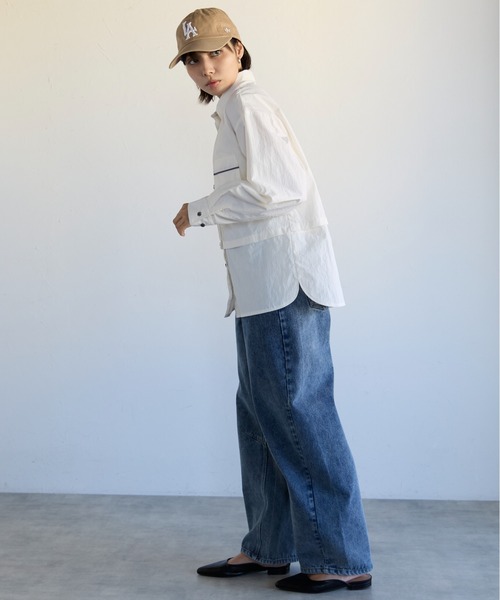 SOTT(ソット)の「2way Utility Shirt 2wayユーティリティシャツ(シャツ/ブラウス・レディース・オフホワイト/グリーン・FREE)」の19枚目の写真