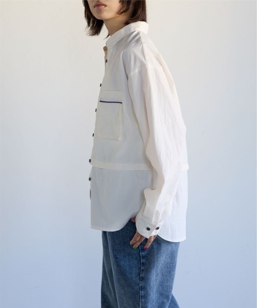 SOTT(ソット)の「2way Utility Shirt 2wayユーティリティシャツ(シャツ/ブラウス・レディース・オフホワイト/グリーン・FREE)」の20枚目の写真