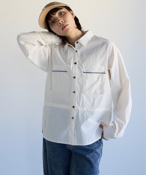 SOTT(ソット)の「2way Utility Shirt 2wayユーティリティシャツ(シャツ/ブラウス・レディース・オフホワイト/グリーン・FREE)」の18枚目の写真
