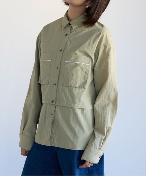 SOTT(ソット)の「2way Utility Shirt 2wayユーティリティシャツ(シャツ/ブラウス・レディース・オフホワイト/グリーン・FREE)」の12枚目の写真