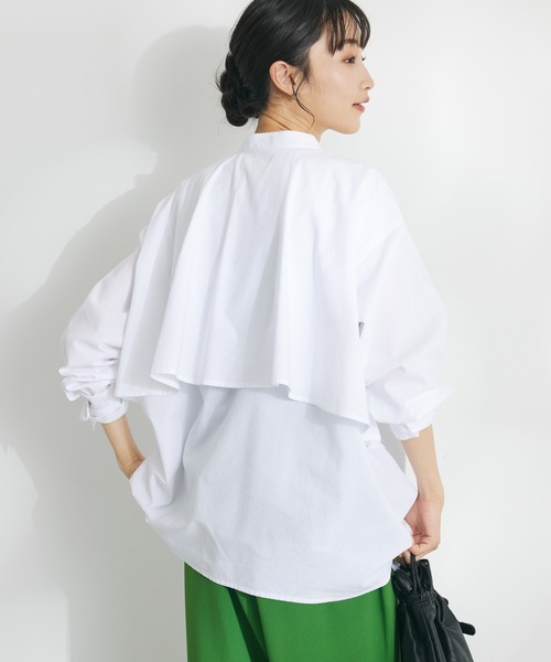 CRAFT STANDARD BOUTIQUE(クラフトスタンダードブティック)の「【追加】バックフリルシャツ ◆(シャツ/ブラウス・レディース・オフホワイト/ブラック/ブルー系その他6/グリーン系その他3/ピンク/ベージュ系その他2/ブラック×ホワイト・FREE)」の2枚目の写真